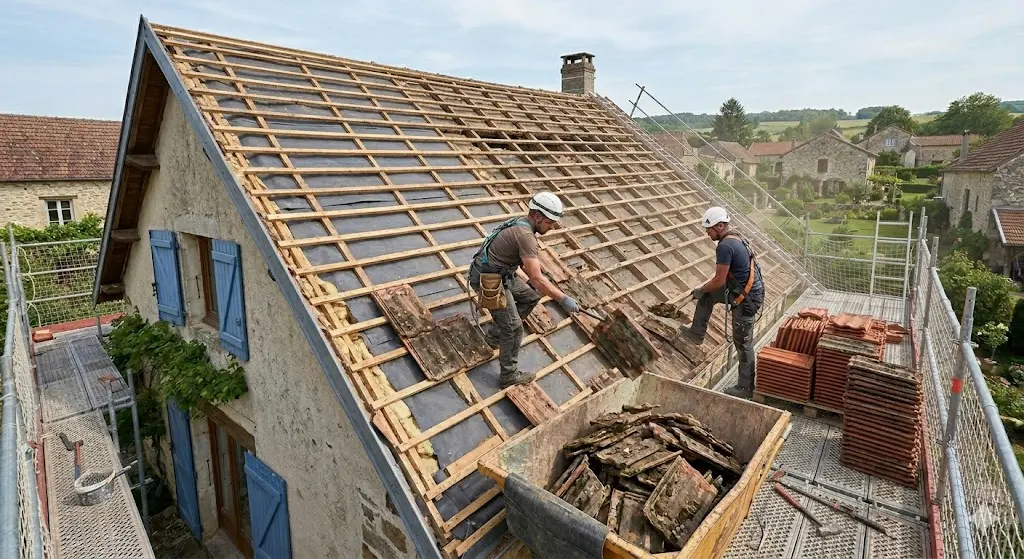 Rénovation de patrimoine : restauration de toitures anciennes en ardoise, tuiles canal et zinc à l'identique